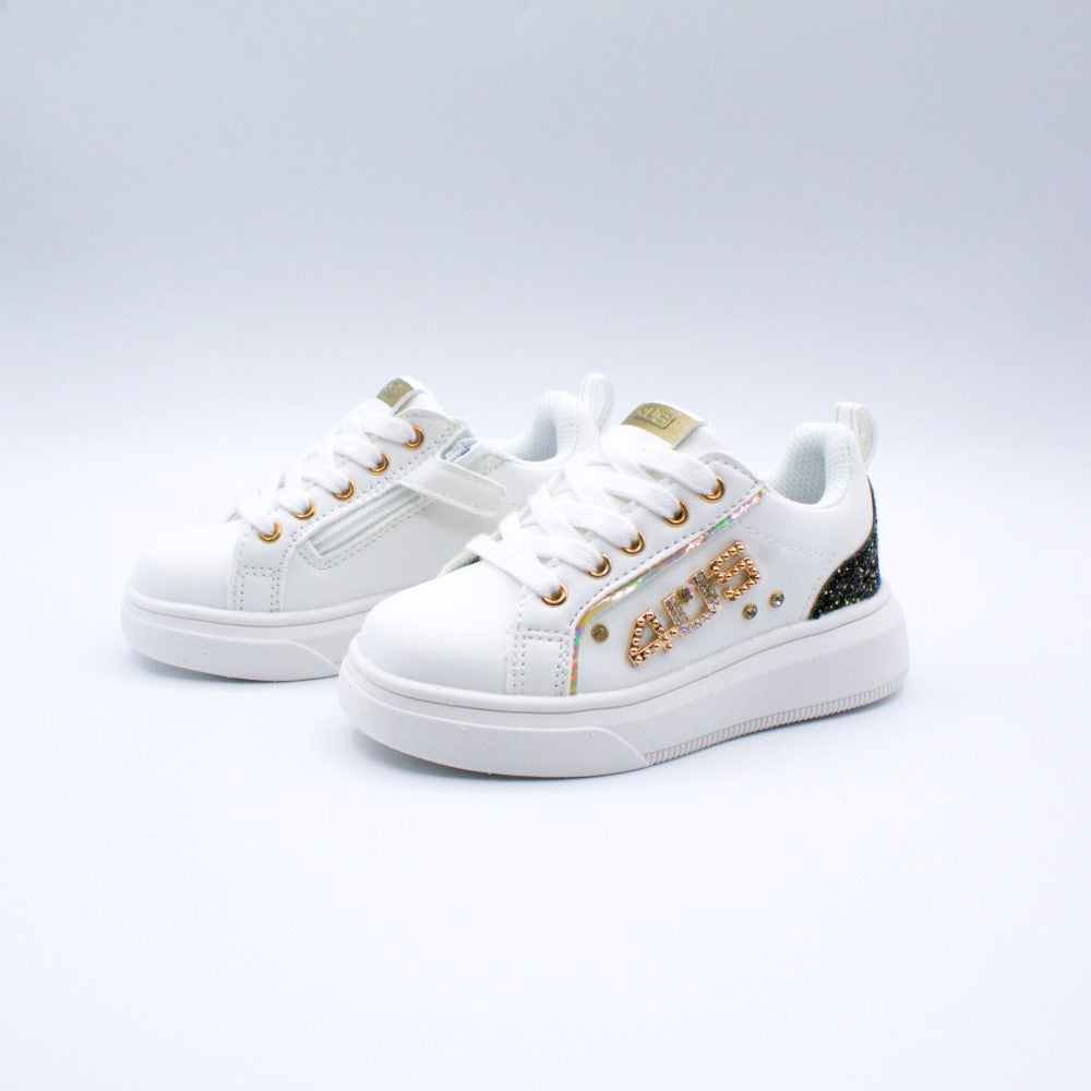 4US sneakers glitter oro lacci e cerniera