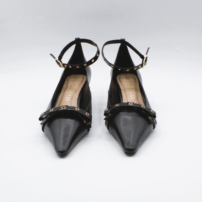 Cecconello decolletè fiocco borchie oro